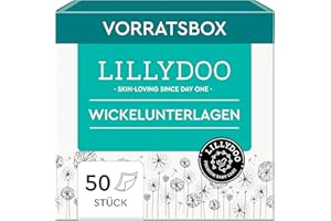 LILLYDOO hautfreundliche Baby Wickelunterlagen 60x 60 cm, 50er Pack (5x10 Stück), Weich, Ohne Parfüme & Lotionen für empfindliche Haut, Dermatologisch getestet