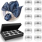 Napkin Rings Metal Silver Napkin Rings 12pcs Individual Napkin Rings for Weddings, Christmas, Family Gatherings Table Decorat