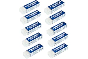Staedtler Mars Plastic Eraser Rubber - 526 - Pencil, School, Office, Drawing - White - Pack of 10