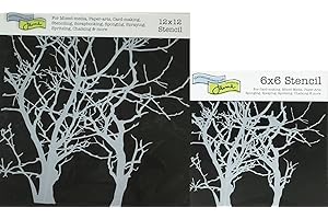 The Crafter's Workshop Set of 2 Stencils - Branches 12" x 12" Large and 6" x 6" Mini - Includes 1 Each TCW208 and TCW208s - Bundle 2 Items