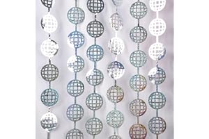 BRAVESHINE Disco Lametta Vorhänge Silber, 1x2m Glitzer Discokugel Party Vorhang Hintergrund für Disco Geburtstag Weihnachten Silvester 80er 90er Musik Tanz Party