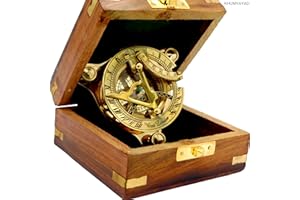 KHUMYAYAD Bussola meridiana in ottone antico replica nautical articolo con scatola in palissandro