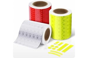 Weidebach® Taśma odblaskowa samoprzylepna w zestawie, 3 rolki po 3 m i 10 naklejek odblaskowych, mocne trzymanie, silne odbicie światła (ok. 100 m szerokości), bezpieczeństwo w ciemności, taśma