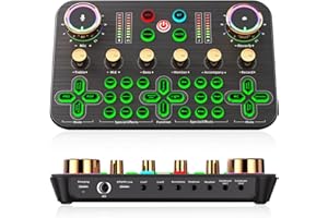 Facmogu K600 Gaming-Audiomixer, DJ-Mixer mit integrierter 48-V-Phantomspeisung, Streaming-Audiomixer mit XLR-Mikrofonunterstützung, Live-Soundkarte für Telefon, PC, Live-Streaming und Podcasting