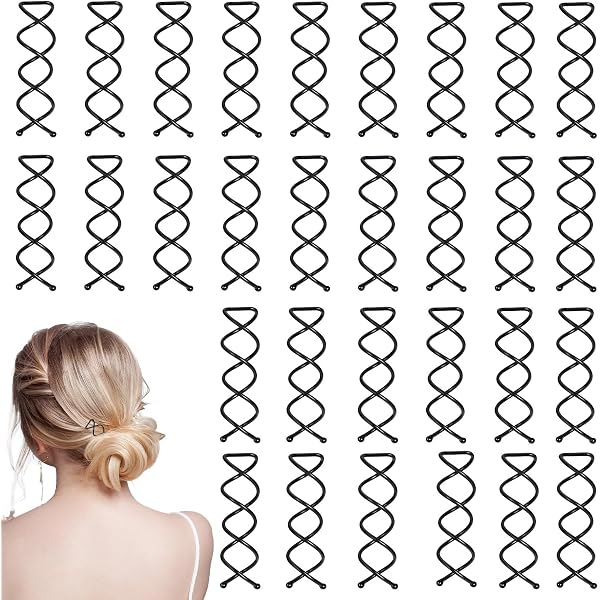 30 Spiral-Haarnadeln Set - Perfekt Für Locken & Hochsteckfrisuren (Gold, Braun, Schwarz)
