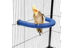 TeTupGa U Shape Parrot Perch Stand Pet Toy Bird Platform Sand Paw Grinding Clean Stick Cage Exercise Conure Budgie Cockatiel Accessories (Blue Small)