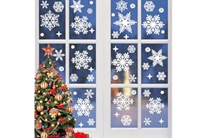 Exiiantag 262Pcs Christmas Window Stickers,Reusable Christmas Snowflake Stickers,Removable Static Clings Snowflakes Window Clings for Xmas Decoration