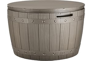 YITAHOME Scatola rotonda 33 galloni, portaoggetti patio, tavolo patio cuscino, accessori piscina, resina impermeabile, facile leggera