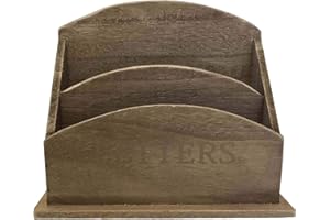 HOME-EVER Wooden Letter Holder Mail Post Rack (Natural) HE71