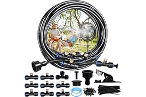 8M Système de Brumisation,Brumisateur Extérieur,Système de Brumisation Extérieur Fan, Brumisateur Terrasse avec 8 Buse Brumisateur, Système de Brumisateur Extérieur pour Jardin Serre Piscine