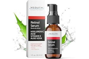 YEOUTH Serum Retinol para la Cara con Acido Hialuronico, Serum Antienvejecimiento, Suero Hidratante Retinol para arrugas, Retinol Piel Sensible y Otros Tipos de Piel 30ml