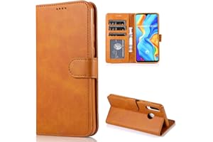 CTIUYA Custodia a portafoglio per Huawei P30 Lite, in pelle, con chiusura magnetica, per Huawei P30 Lite, marrone chiaro