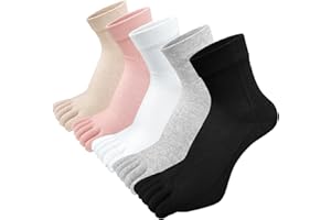 PUTUO Damskie skarpety z pięcioma palcami bawełniane skarpety do biegania mini skarpety sportowe, 4/5 par