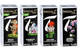 SPECIAL.T Special T 4er noir thé set - Ceylon (Bio), darjeeling (Bio), earl grey & english breakfast - 10 capsules par paquet (40 au total) black tea mix