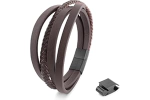 Akitsune Pathfinder bransoletka ze skóry syntetycznej | Magnetyczne zapięcie ze stali nierdzewnej - INCL. Pleciona bransoletka męska damska piękne pudełko na biżuterię