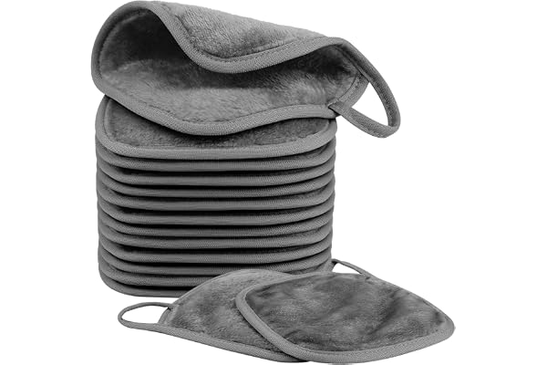 Nineigh 15 Pièces Serviettes Demaquillantes en Microfibres pour Visage, Lingette Demaquillante Lavable, Réutilisable Chiffons Démaquillants pour Toute la Peau (15 x 15cm, Gris)