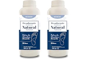 NATUR WASSY Fußdeodorant. Hochleistungs-Antitranspirant-Puder für die Füße für 24 Stunden. Reines, natürliches und aluminiumfreies Alaunpulver. Ökologisch und ohne Parabene. (200 g (2 Stück))