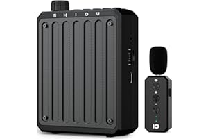 SHIDU Amplificador de Voz Portátil con Micrófono Inalámbrico lavalier, Batería de 1800mAh, ReproductorTF/USB, Bluetooth Mini Amplificador Voz para Profesores, Tours y Eventos