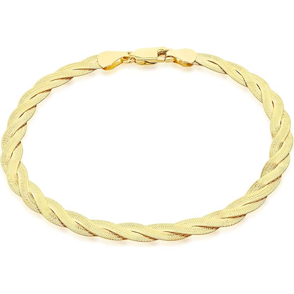 CARISSIMA Bracciale Donna In Oro Giallo 9 Carati, Catena Curb Piatta Con Taglio Diamante, Lunghezza 19 Cm, In Confezione Regalo - 3