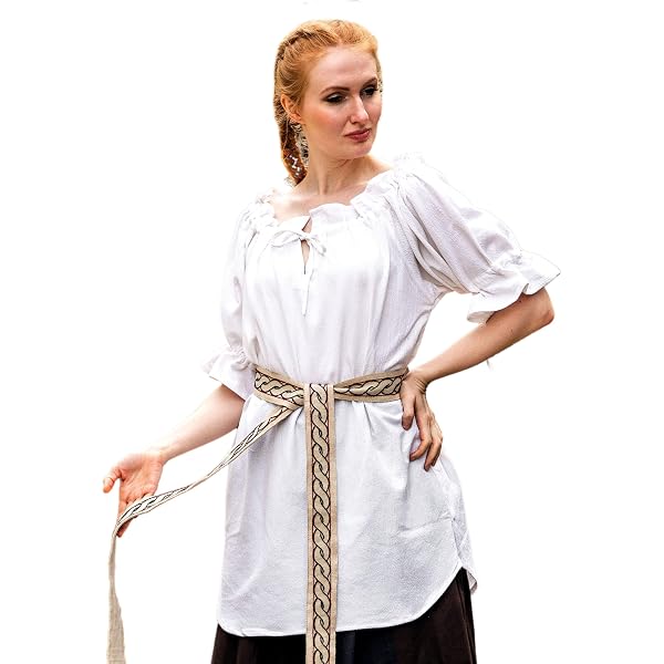Blouse Médiévale Morgan En Coton - Manches Longues Adjustables - Décolleté Lacé - Style Renaissance