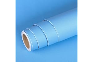 Livelynine Rollo Papel Pintado Pared Infantil Niño Azul Liso 40CMx5M Adhesivo para Muebles Armarios Escritorio Mesa Impermeable Vinilo Mate Dormitorio