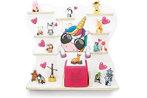 stadtecken Étagère pour boîte à musique pour enfant I Licorne Buddy I Convient pour la Toniebox et environ 50 Tonies I Jeu audio I Idée cadeau I Jouer I Collectionner I À poser ou à suspendre
