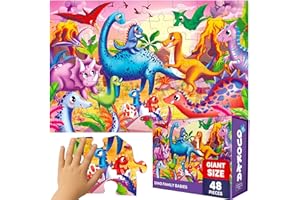 QUOKKA Riesige Bodenpuzzle ab 3 4 5 – 60x90 cm, 48-teilige Puzzle Spiele ab 2 3 4 Jahren – Große Spielzeug – XXL Dinosaurier Geschenk für Jungen und Mädchen 5 6