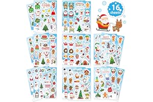 Fyvadio Adesivi Natalizi, 284pz Adesivi Natalizi per Bambini, Adesivi Natalizi non Ripetibili, Adesivi Natalizi Invernali per Feste, Adesivi per Sigillo Regalo, Riempitivi per Sacchetti Natalizi