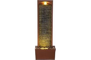 Teamson Home 98 cm Faux Slate Contemporary Outdoor LED Waterfall Fountain with Pebble Base, Red Rock