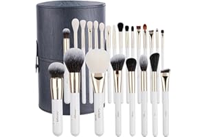 ‎SADM SHINY Make up Pinsel Set 24-teilig – Schminkpinsel für Foundation, Puder, Concealer, Highlighter, Contour, Lidschatten & Rouge – Mit Lederetui – Weiche Borsten