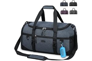 Lubardy Sac de Sport Homme Femme 55L Sac de Voyage Imperméable Grande Capacité avec Serviette Sport et Compartiment à Chaussures Sac Bandoulière Gym Weekend Yoga Fitness Bleu