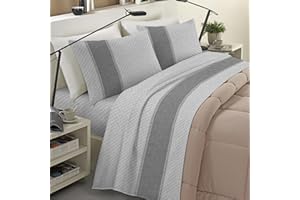 BANZAII TEXTILE INNOVATOR ONLINE Banzaii Completo Lenzuola Singolo Invernale in Flanella Felpate 100% Cotone Anti-Pilling 1 Piazza Ines Grigio
