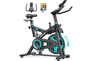 Toputure Bicicleta Estática para Uso DoméStico con APP y Volante 15KG, Muelle Amortiguado para Absorción de Impactos, Bicicleta de Spinning Magnética para Interior, Fitness y Cardio en Casa, MAX 160KG