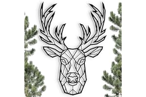 keluly Décoration en métal. Sculpture murale flottante, avec ombres, en acier. (43 x 31 cm., Cerf) Salle de séjour