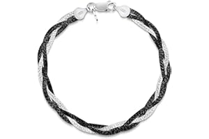 Amberta Damska bransoletka łańcuszkowa w jodełkę ze srebra wysokiej próby 925 (długość 19 cm)