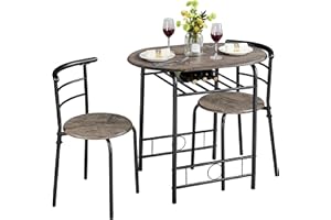 Yaheetech 3-teilig Balkonmöbel, Gartenmöbel, Balkonset aus Holz, Gartenset mit 1 Tisch und 2 Stühlen, Balkontisch, 80 x 53 x 73,5 cm Driftwood Braun