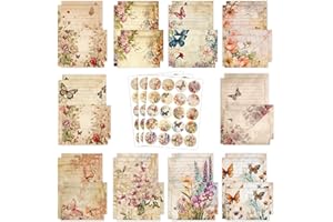 JasCherry 160 juegos de papelería con sobres, 50 hojas de papelería A5 (10 diseños) con 50 sobres, adecuados para invitaciones, cartas, tarjetas de agradecimiento, felicitaciones, Juego C