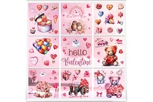 BBLIKE 9 Sheets Valentines Day Window Clings Decorations, Heart Owl Bear Car Glass Decorations for Valentines Window Decals Wedding Anniversary Party Decorations