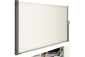 tillvex® Seitenmarkise 180 x 400 cm ausziehbar & Blickdicht | Sichtschutz für Balkon, Garten & Terrasse | Seitenrollo mit Wandhalterung | Sonnenschutz aus rostfreiem Stahl | Markise Windschutz