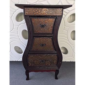 Dark Wood Tones Oriental Style Chinese Cabinet Cupboard Chest Of