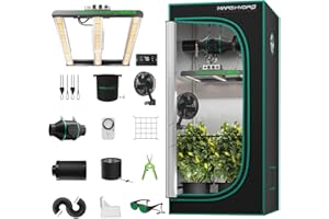 ‎MARS HYDRO MARS HYDRO Growzelt Komplettset mit Digitaler Temperatur und Feuchtigkeitsregler,FC1500 Samsung App Fernbedienung Dimmbar Lampe,80X80X160cm 1680D Grow Box Komplettset,4"Automatischer Belüftungssat