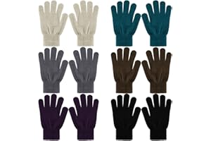 Boyiee 6 Paar Strickhandschuhe Erwachsene Vollfinger Handschuhe für Unisex Damen