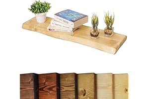 Chill House Waney/Live Edge Estantería Flotante rústica 22 cm x 4.4 cm, Roble Natural, 80cm