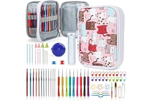 ‎KATECH Katech Crochet Hook Set, 85 Pieces Knitting Accessories with Portable Bag, for Easy Carrying and Use, Knitting Needles Set for All Patterns Wool Types - Great for Beginners or Professionals