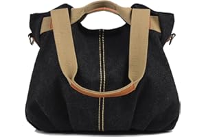 LOSMILE femmes Toile Sac à main bandoulière Sac d'épaule Sacs portés (noir)