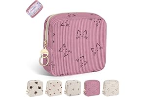 PLAYEXEN Porta Assorbenti da Borsa Sacchetti per PortaAssorbenti Igienici per Mestruazioni con Cerniera Borsa Porta Tampons Pochette Piccola Portatile Per Donna Ragazza Regalo per Ragazza(Rosa-Gato)