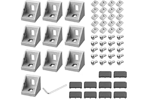 10 x EYPINS materiał mocujący kątowy, profil aluminiowy 20 x 20 rowek 6 aluminiowy łącznik kątowy 90 stopni, łącznik narożny wraz z zestawem mocującym i zaślepką do profilu wsporników, drukarki 3D,