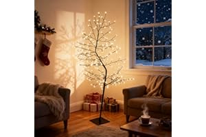 CCLIFE Albero Luminoso da Interno 180cm, Lampada LED con Funzione Memoria, Albero di Ciliegio Illuminazione, Bianco Caldo, IP44, 240 LED Albero con Luci