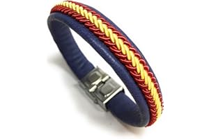 YOJAN PIEL | Pulsera De Piel Bandera De España (Hecho a Mano) | Complementos de Moda Unisex para Hombres y Mujeres de Estilo Atemporal y Elegante | Regalos Originales y Exclusivos