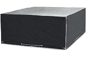Purovi Schutzhülle für Gartentisch | Abdeckung Sitzgarnitur | Wetterfest | Grau | 200 x 160 x 70 cm